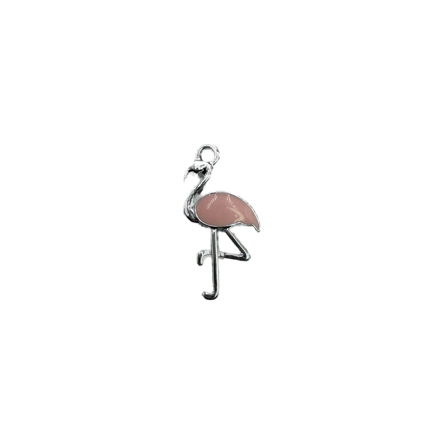 Silver flamingo with blush pink enamel body