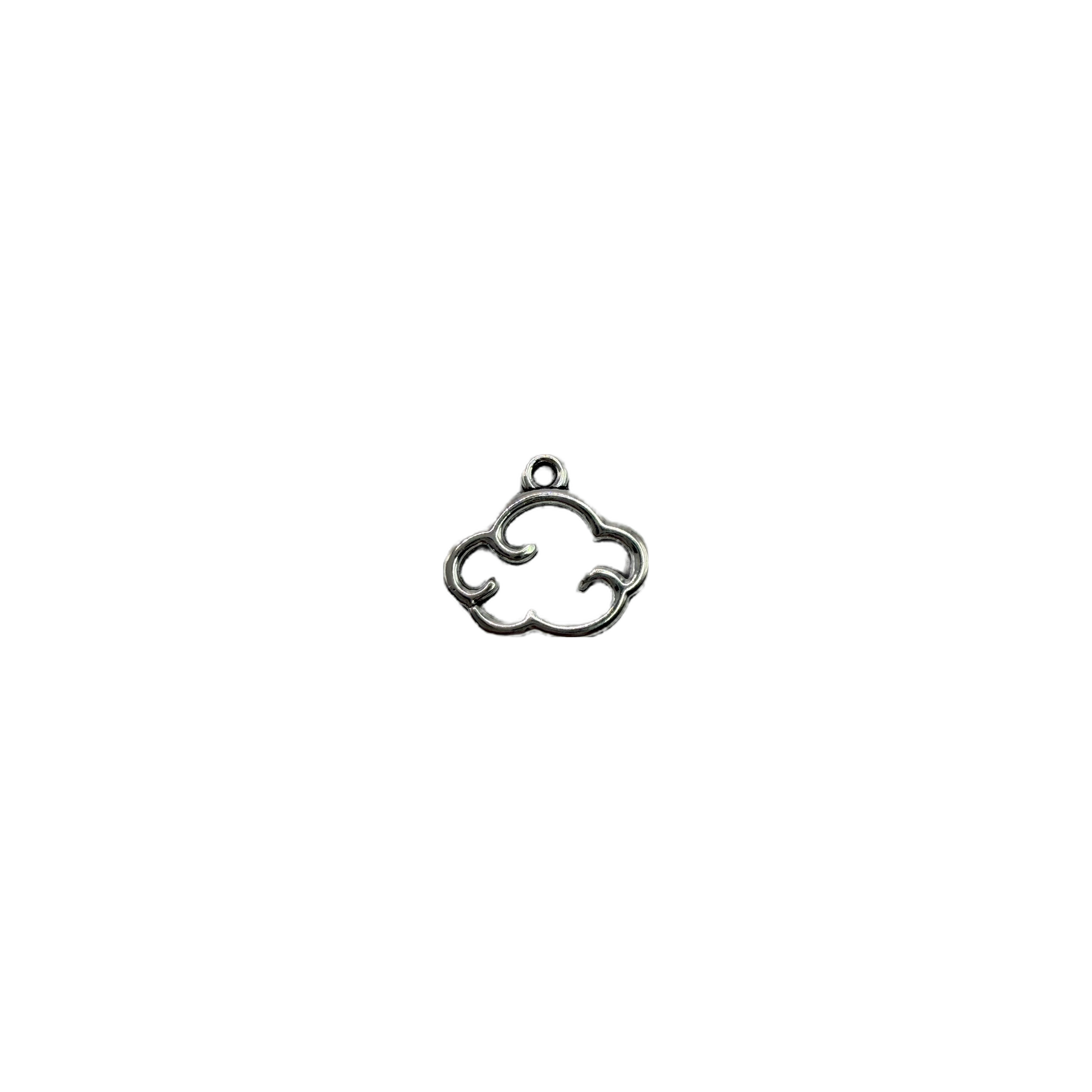 Polished silver openwork cloud outline with swirl details