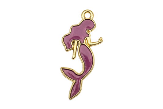 Plum enamel mermaid silhouette with gold outline