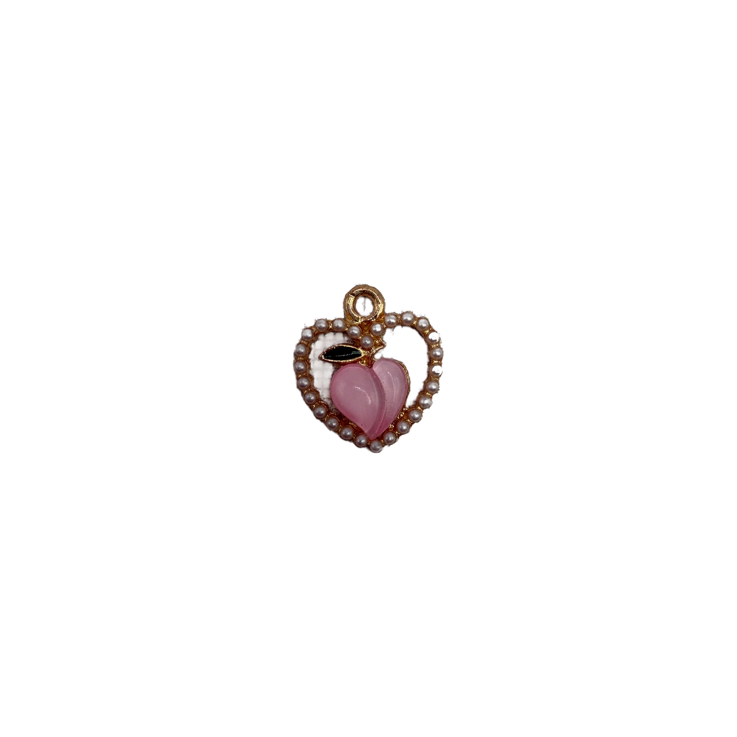 Gold apple with pearl border and pink heart center
