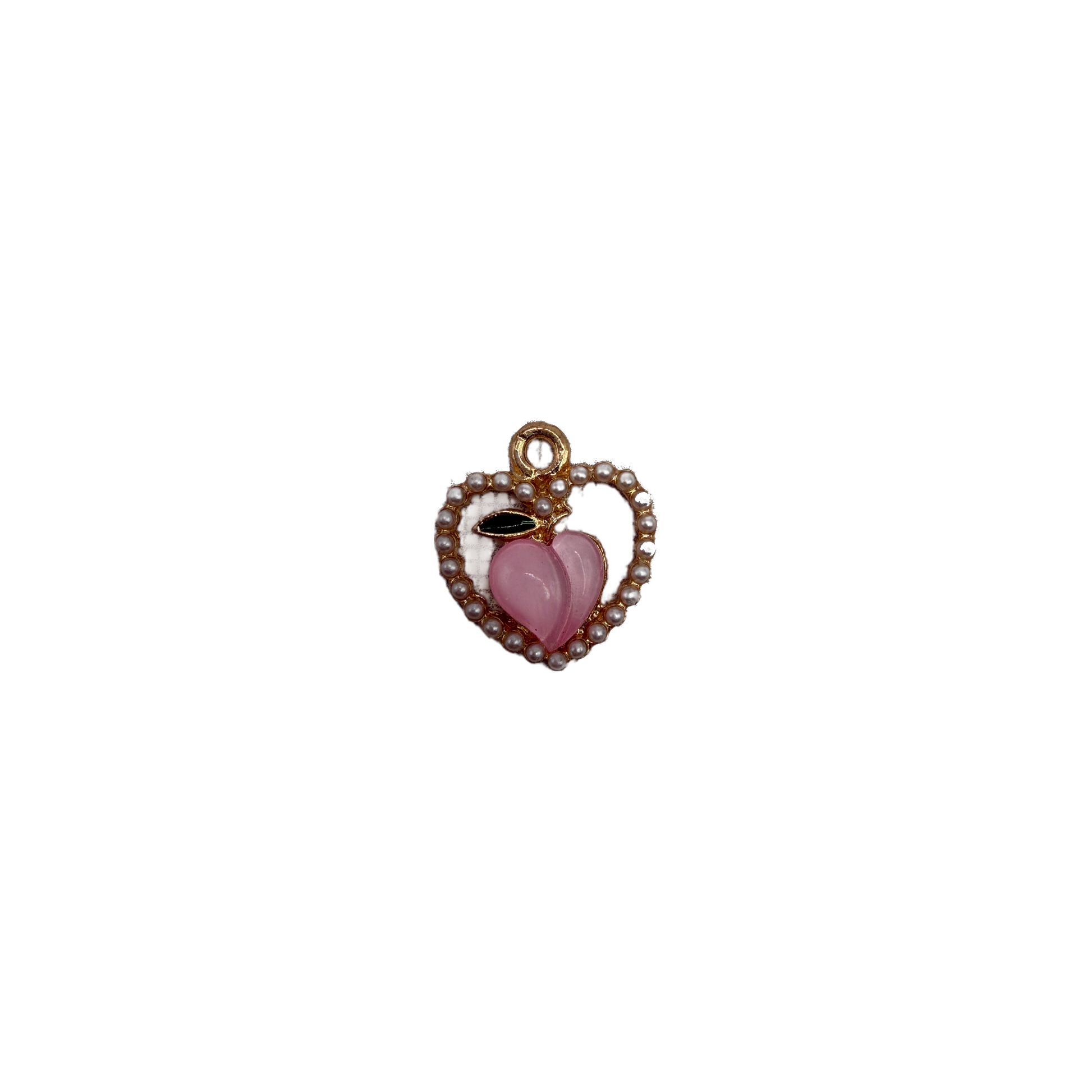 Gold apple with pearl border and pink heart center