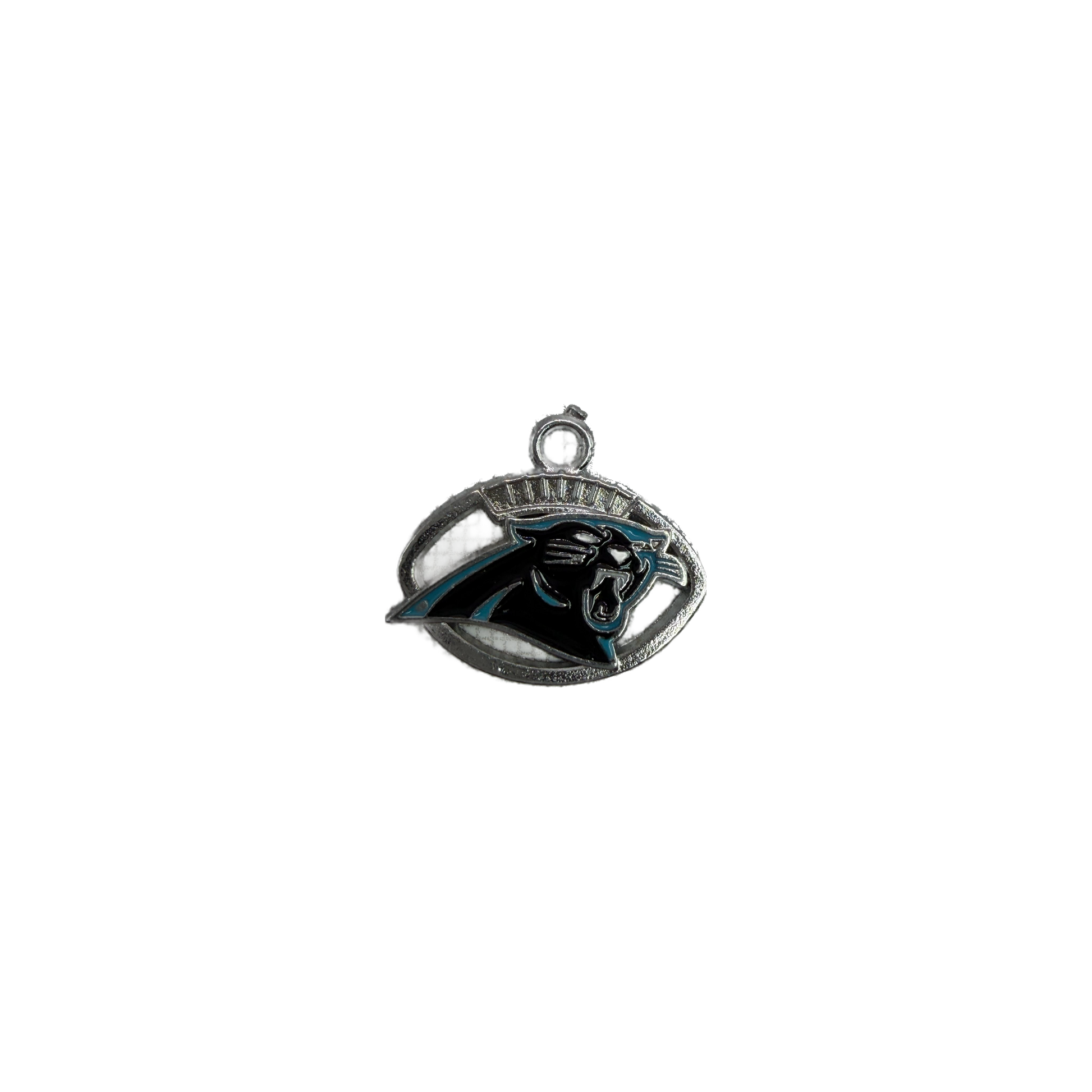 Silver football emblem with black panther head and teal accents