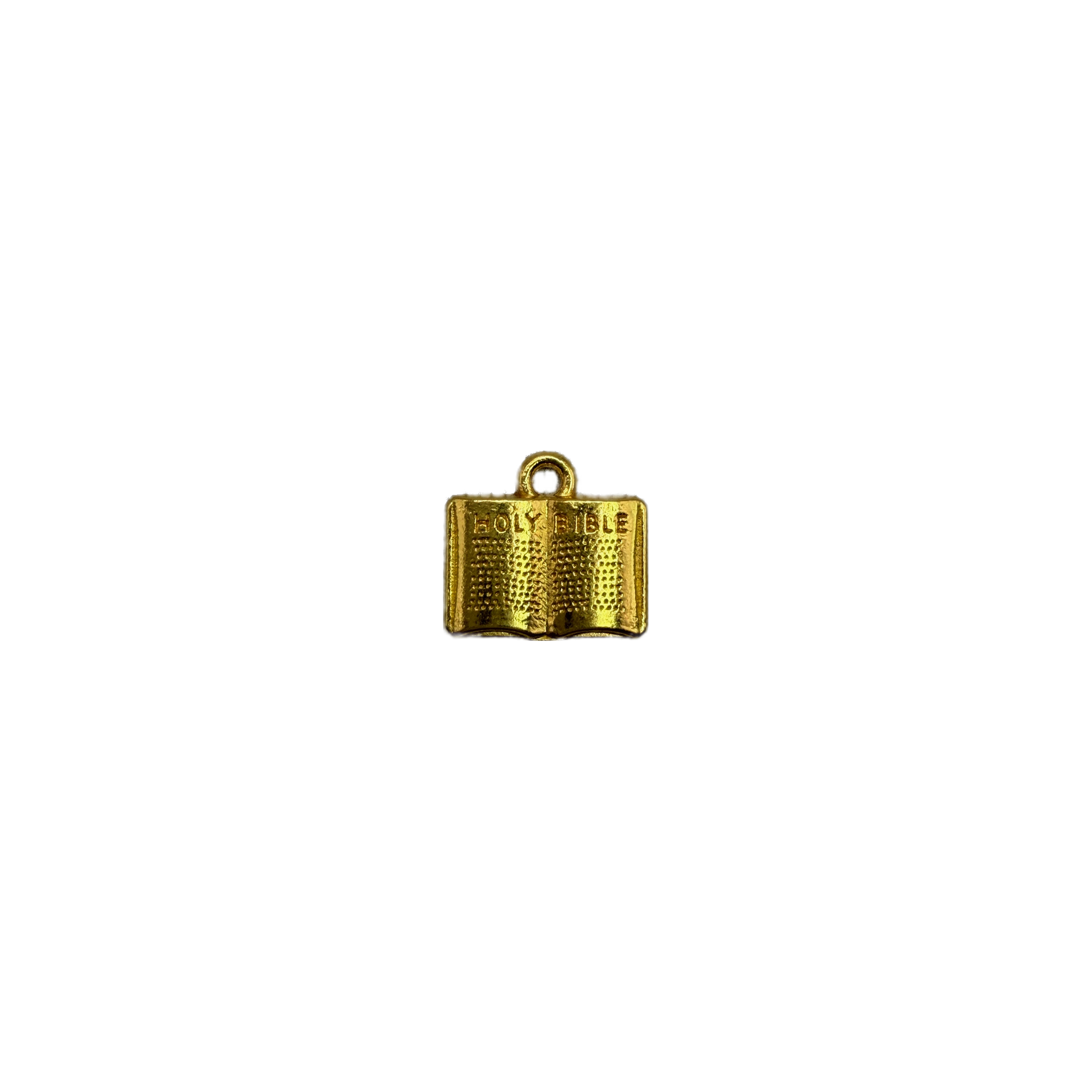 Gold open book with raised "Holy Bible" lettering