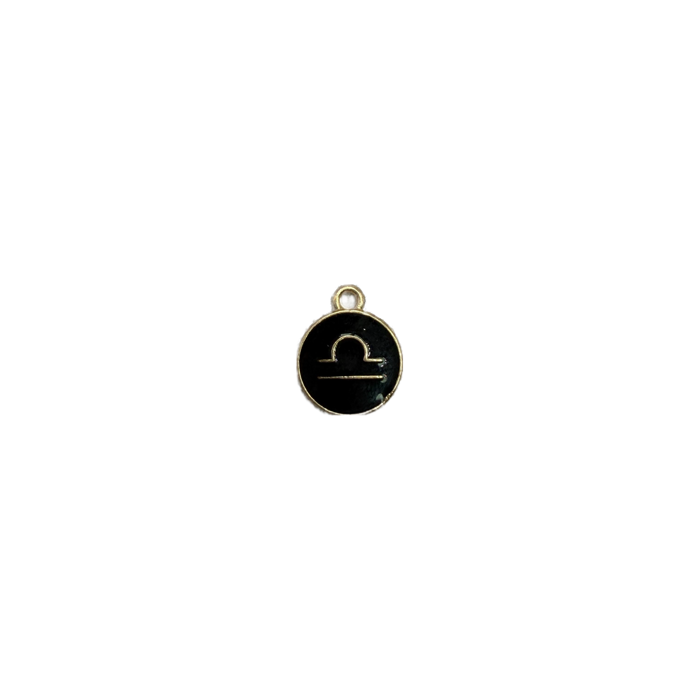 Black disc with gold Libra zodiac symbol