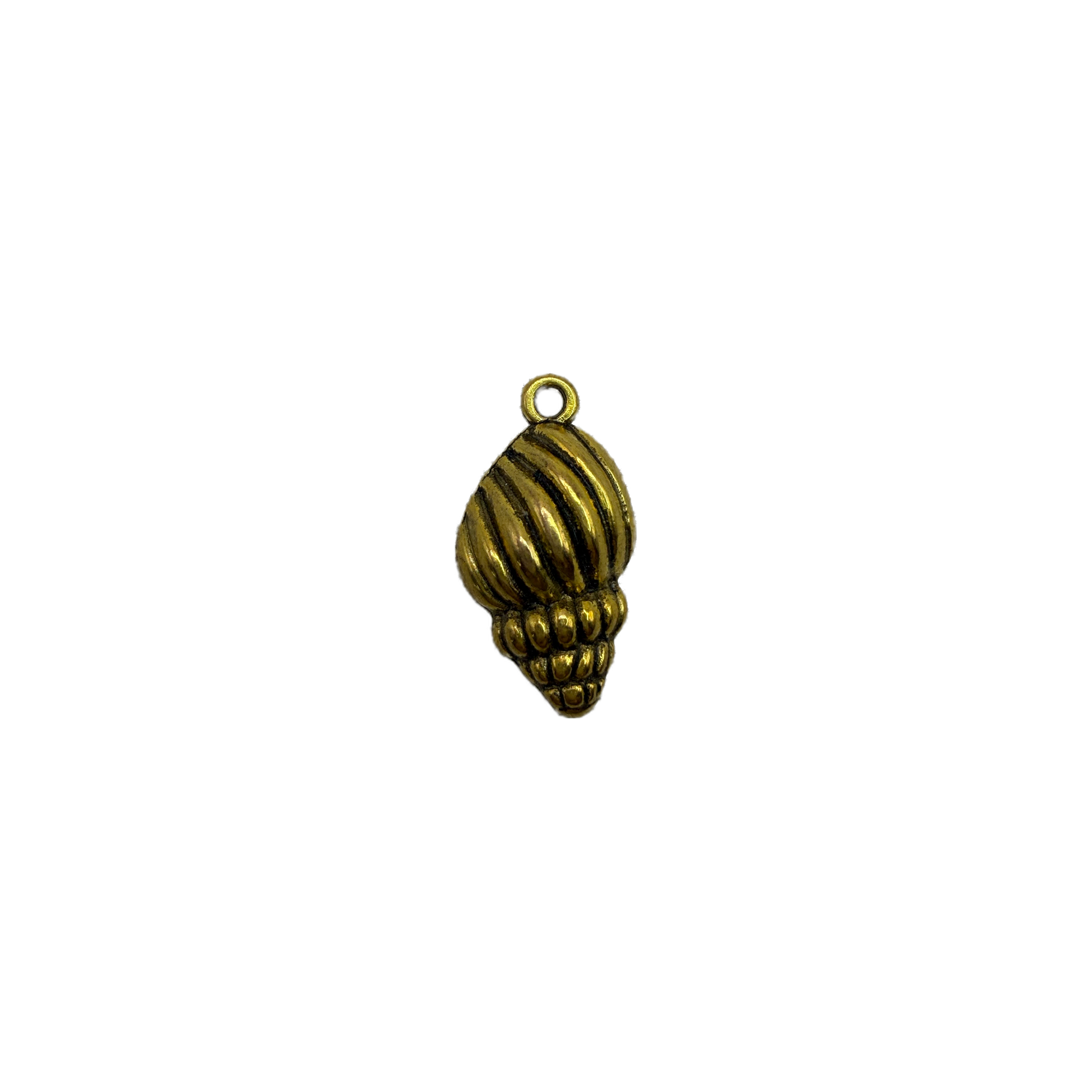 Antiqued gold pine cone with ridged texture