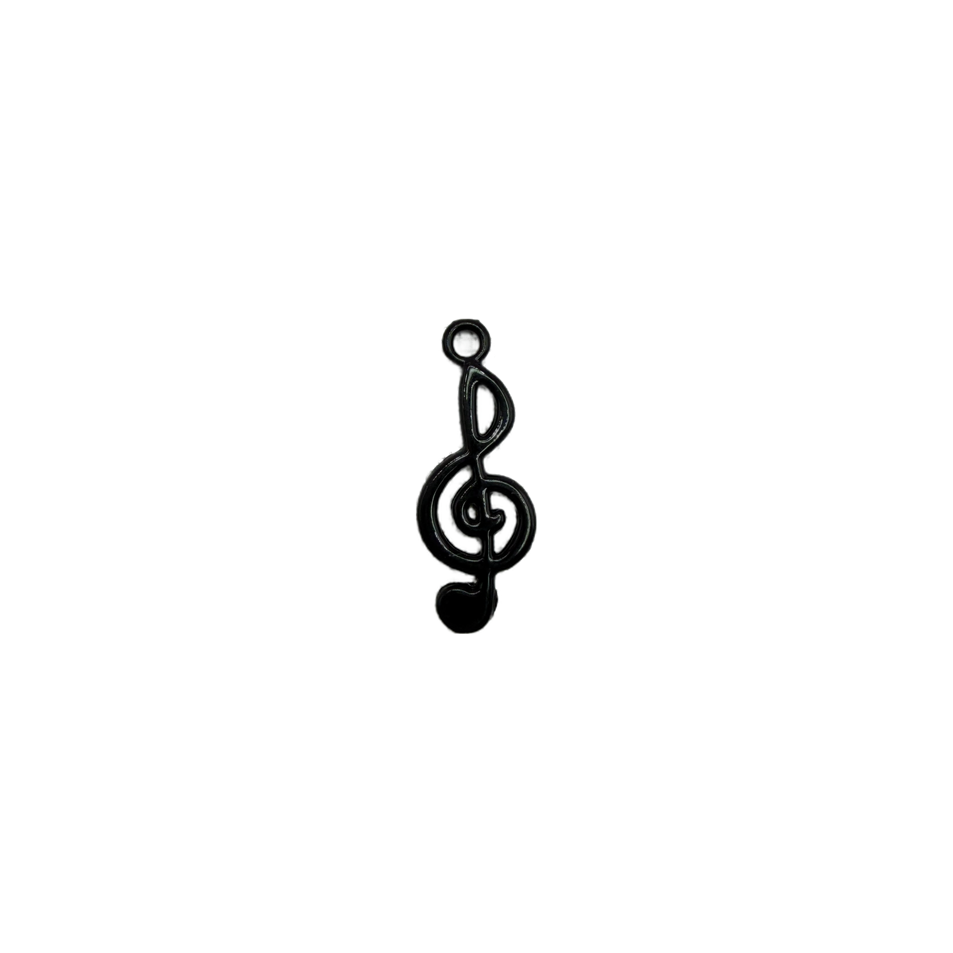 Black treble clef music note pendant