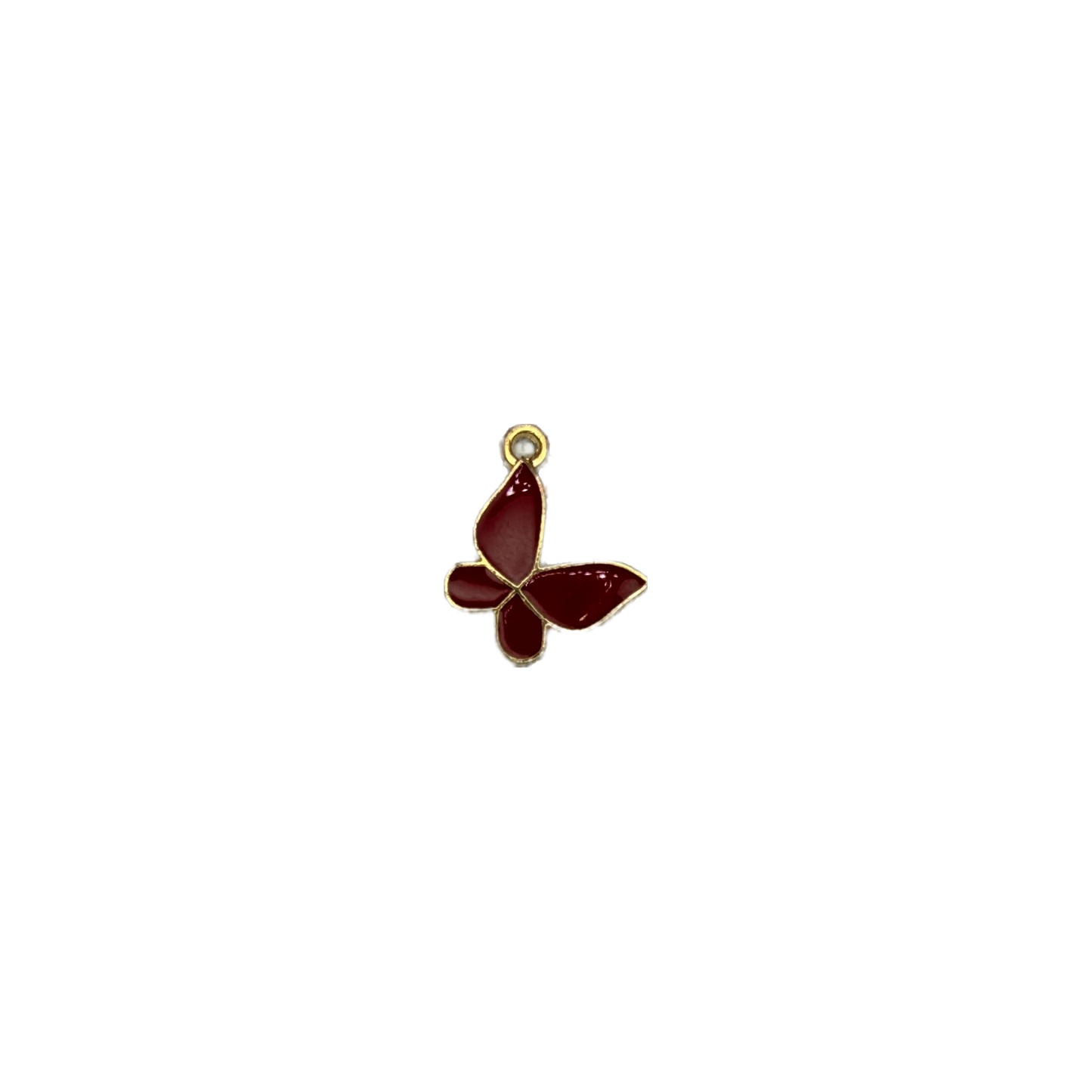 Burgundy butterfly with gold outline and clear gem