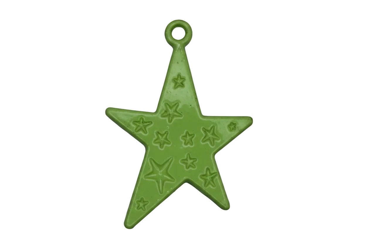 Glossy green star charm with embossed star details