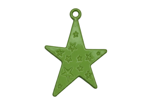 Glossy green star charm with embossed star details