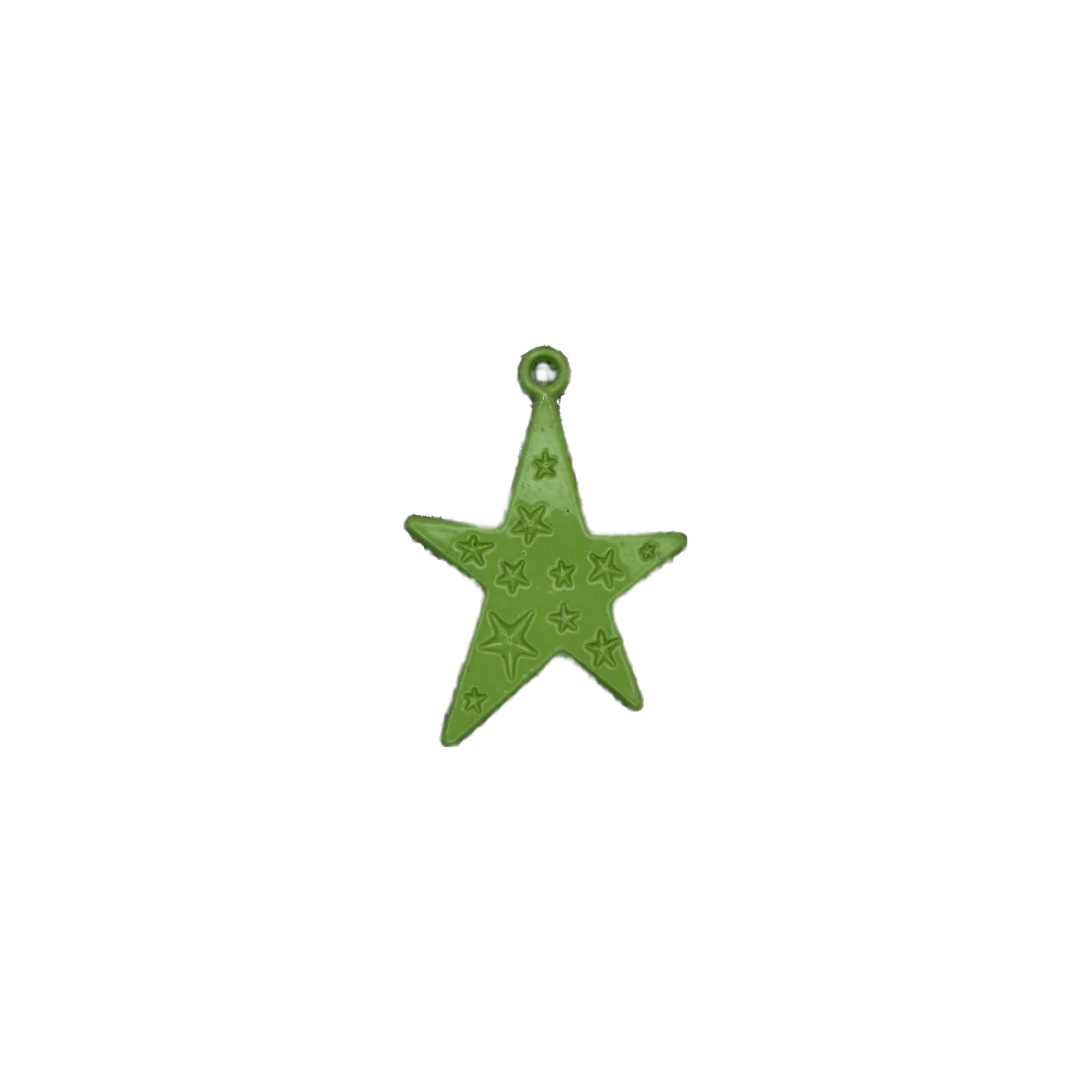 Glossy green embossed star charm