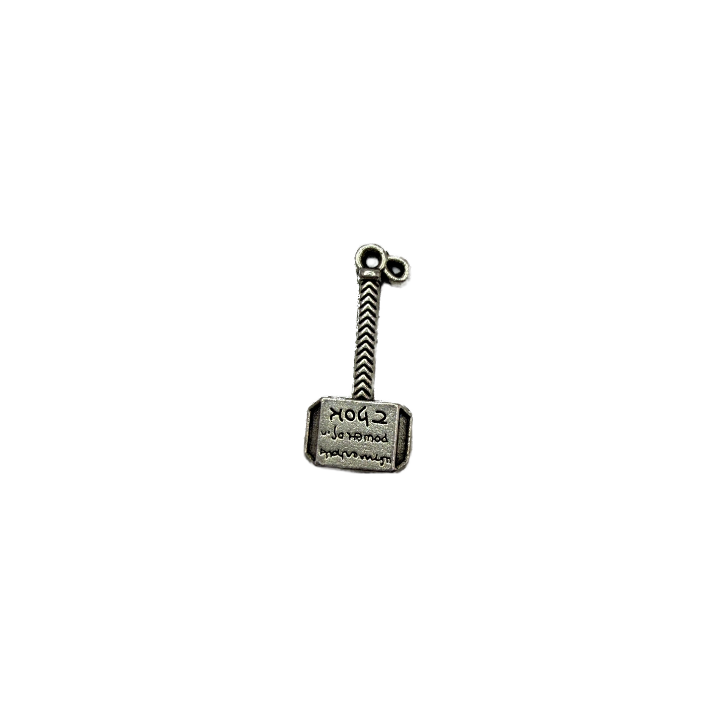Antiqued silver engraved hammer with chevron-textured handle