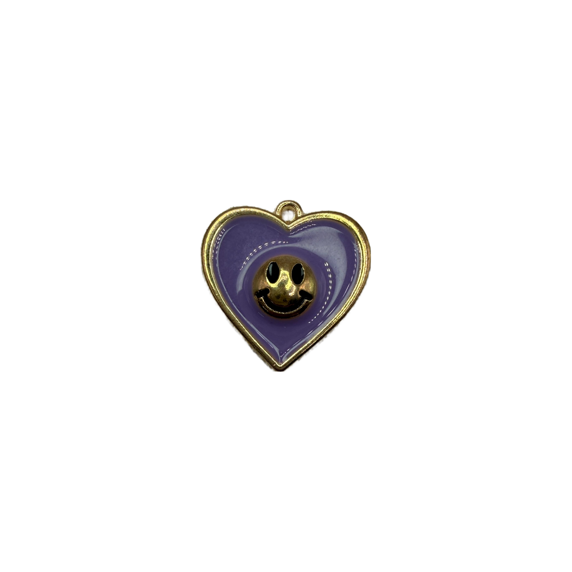 Lavender heart with gold outline and smiley face