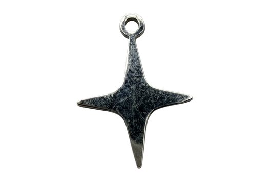 Antiqued silver pointed cross charm with dark oxidized patina