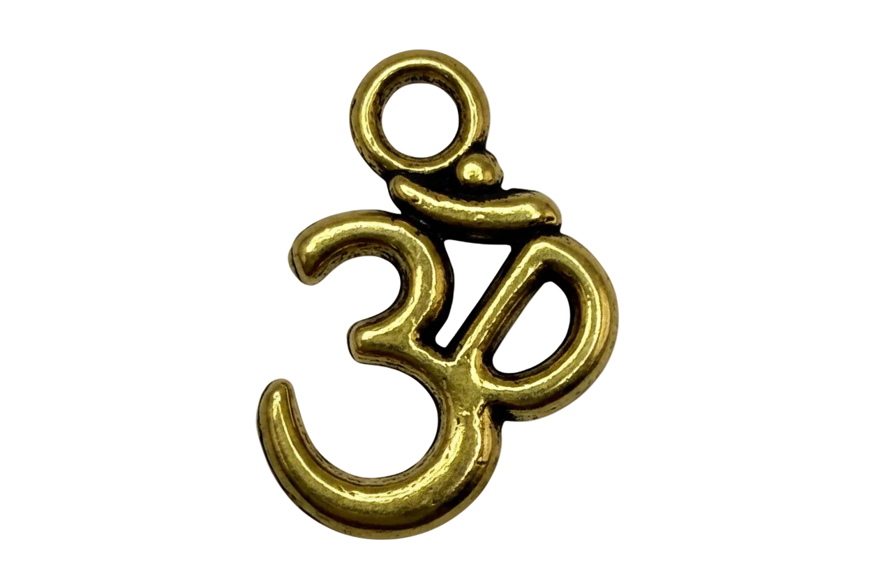 Polished gold Om symbol with rounded sculpted lines