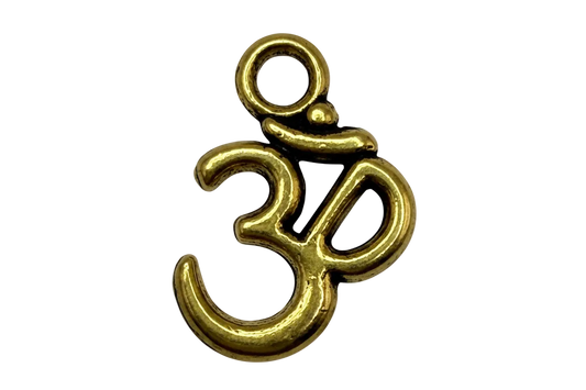 Polished gold Om symbol with rounded sculpted lines