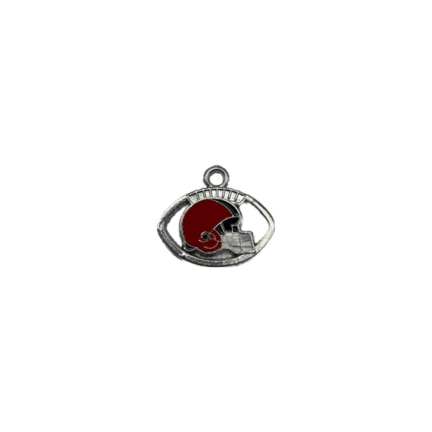 Silver football frame with red enamel helmet details
