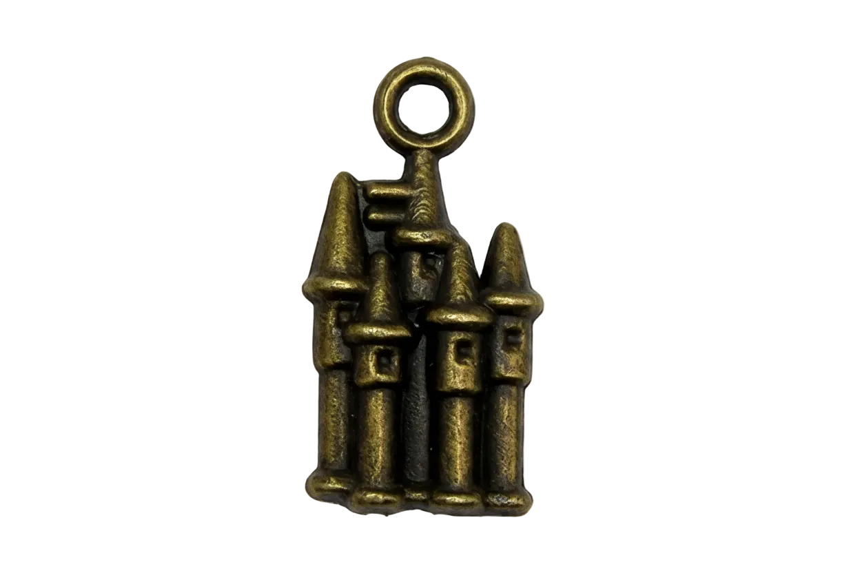 Antique gold key cluster with dark patina and raised vintage-style detail