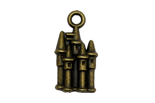Antique gold key cluster with dark patina and raised vintage-style detail