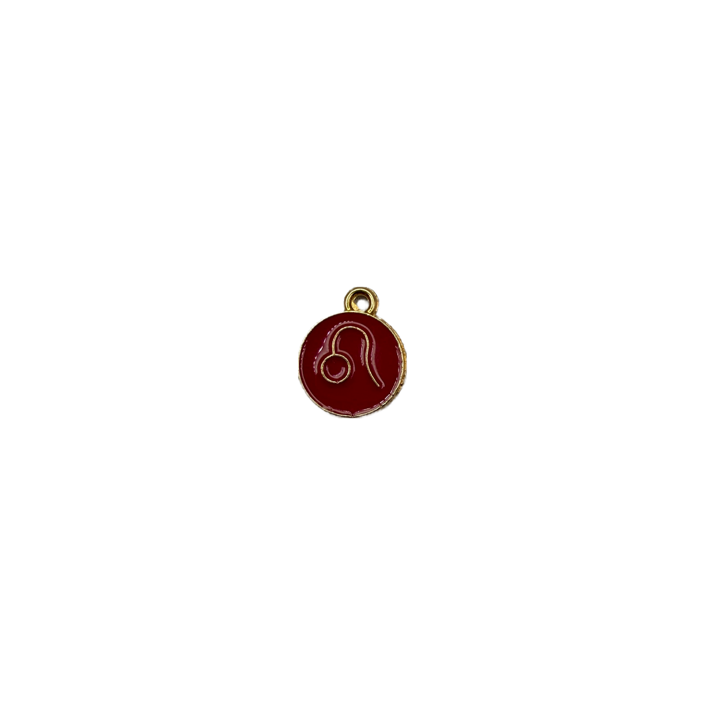 Burgundy Leo zodiac medallion with gold outline