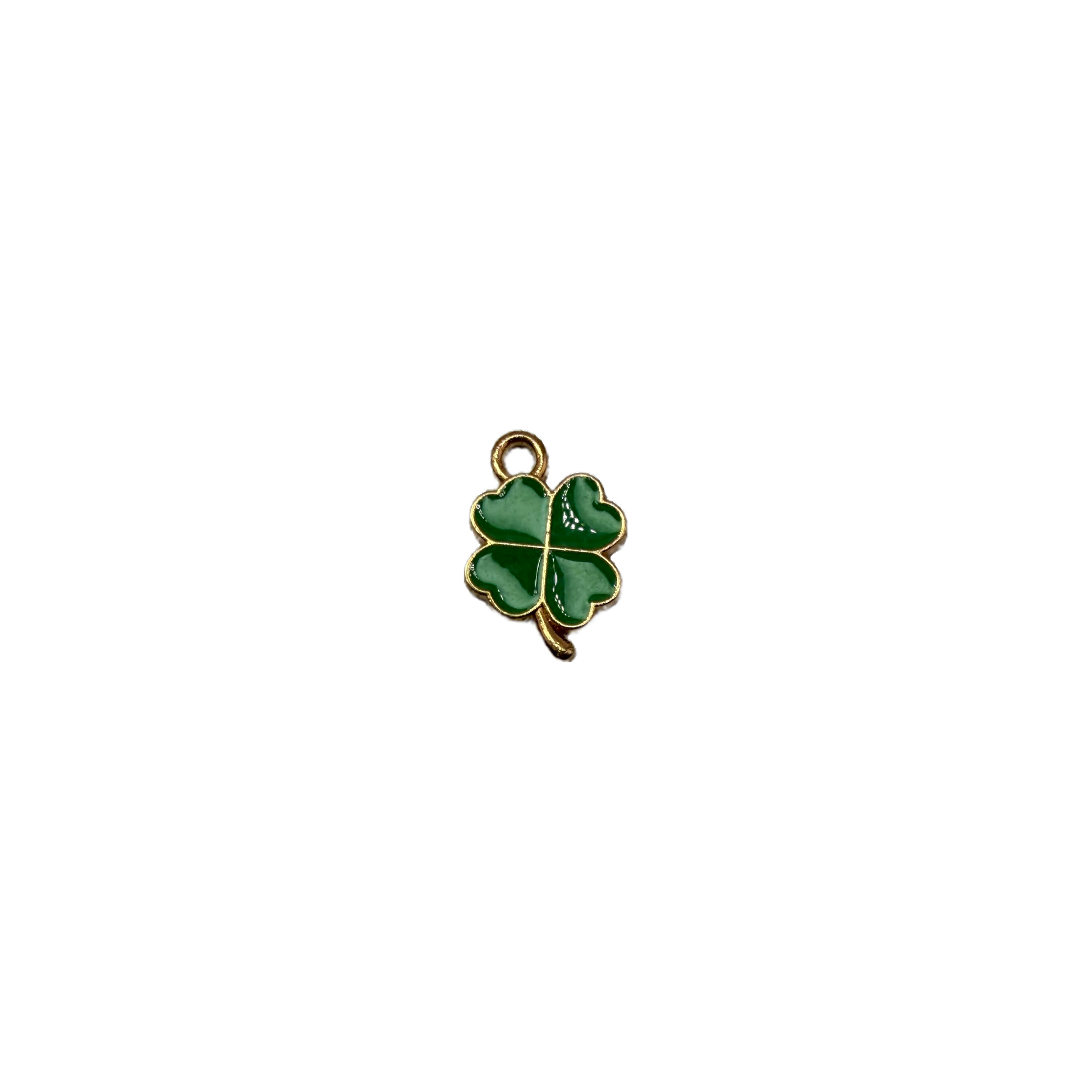 Green four-leaf clover with gold outline