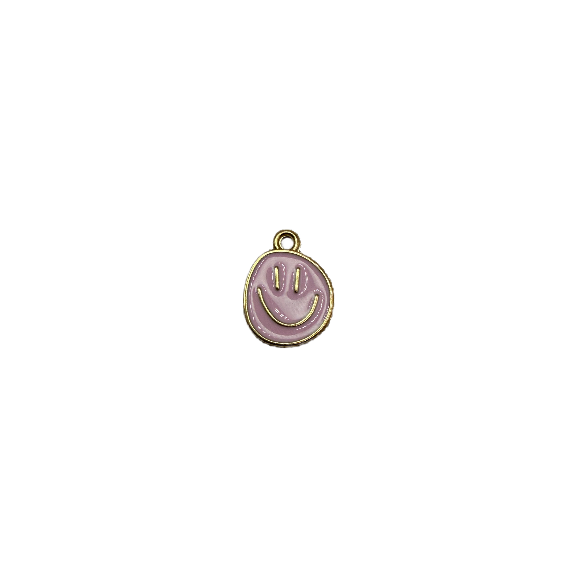 Lavender enamel smiley face disc with gold outline