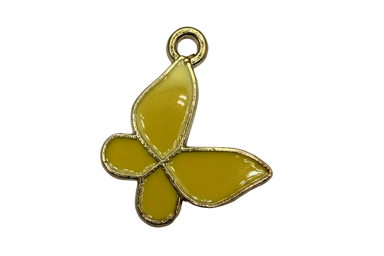 Glossy mustard yellow butterfly with gold outline