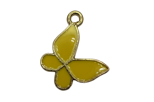 Glossy mustard yellow butterfly with gold outline