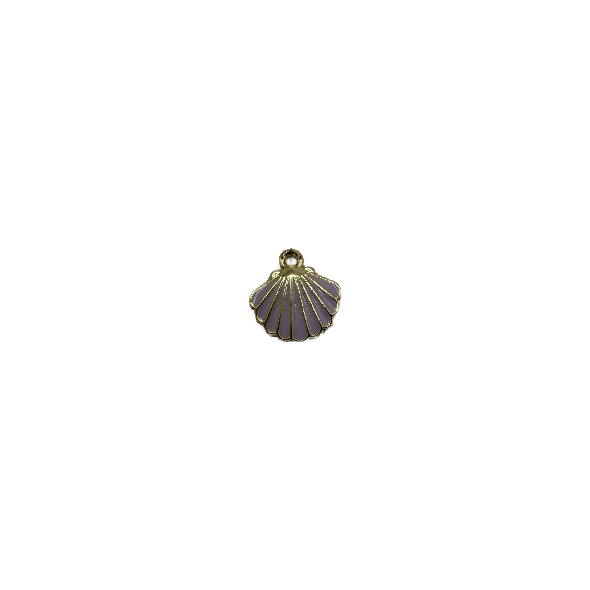 Lavender enamel scallop shell with gold outline