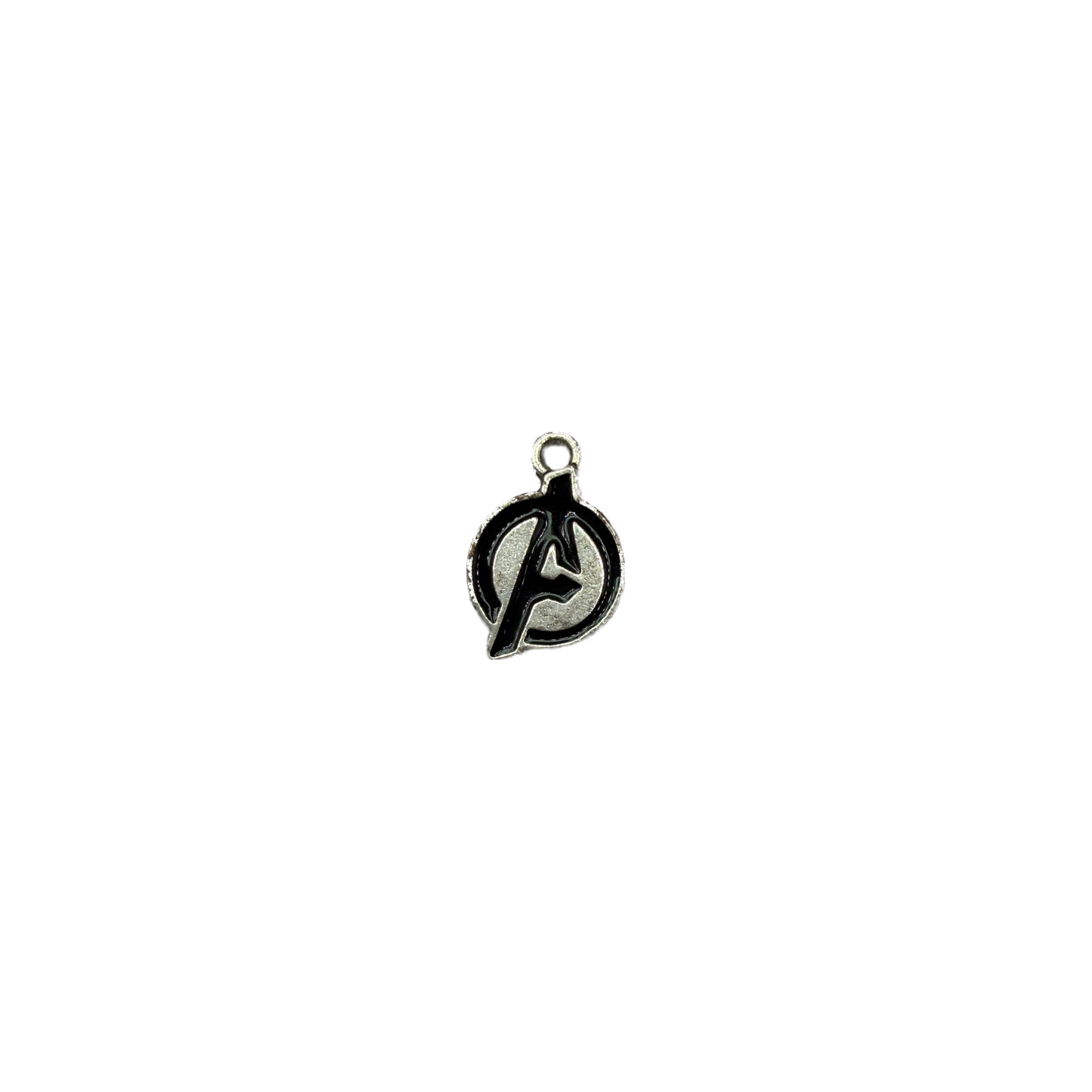 Silver emblem with black enamel letter A