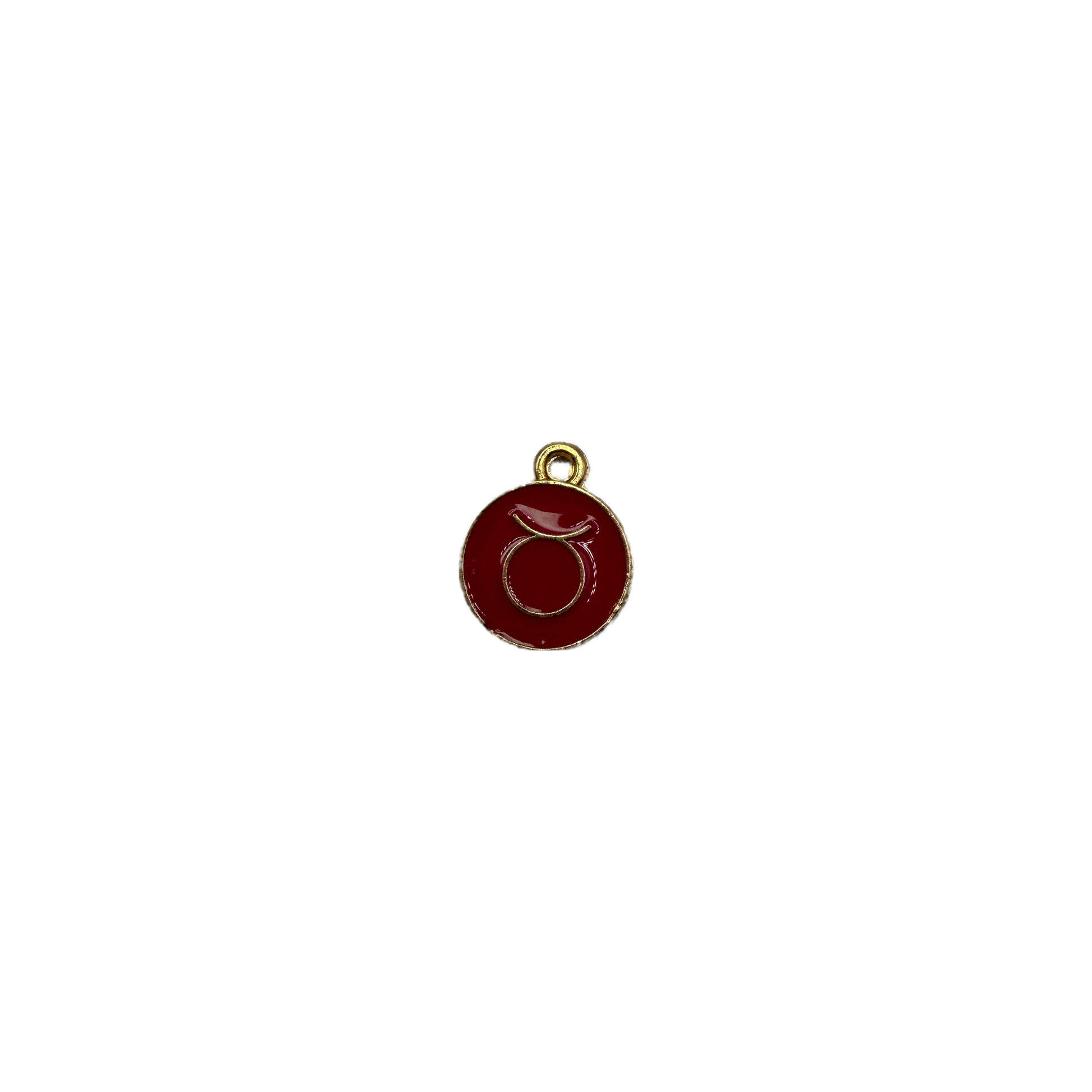 Red enamel Taurus zodiac disc with gold outline