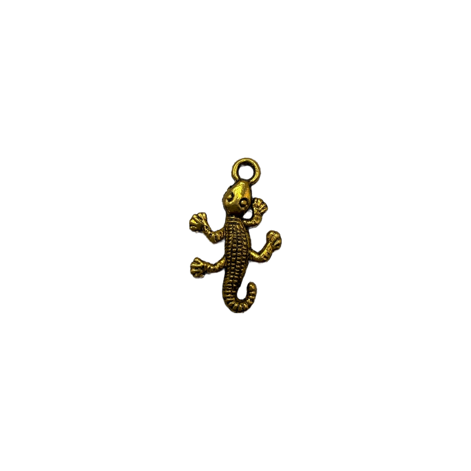 Antique gold textured gecko figure