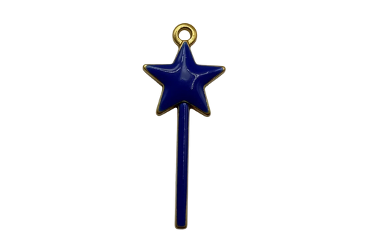 Glossy cobalt blue star wand with gold accent