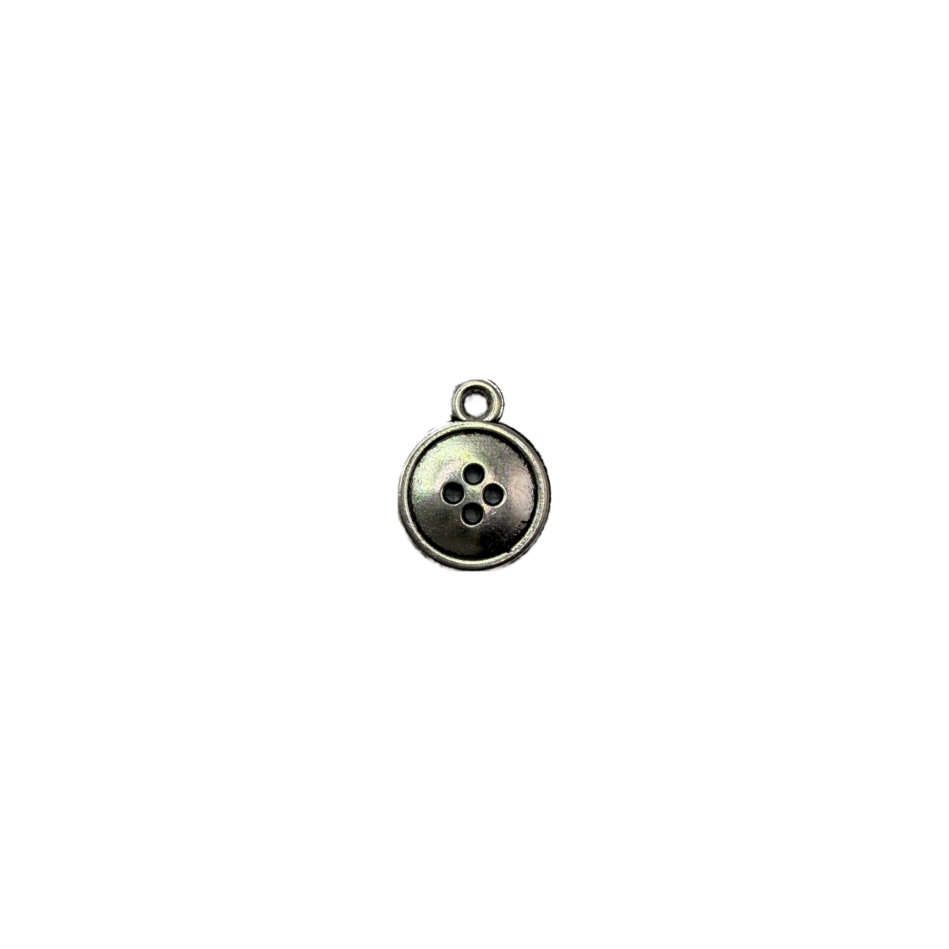 Antique silver four-hole button disc