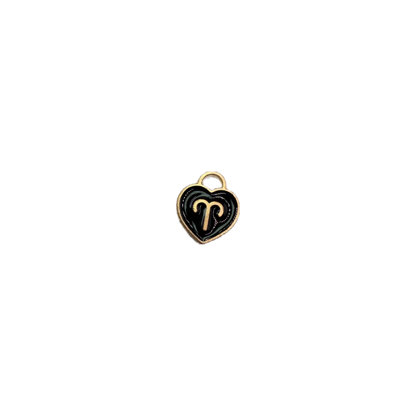 Black heart with gold Aries zodiac symbol