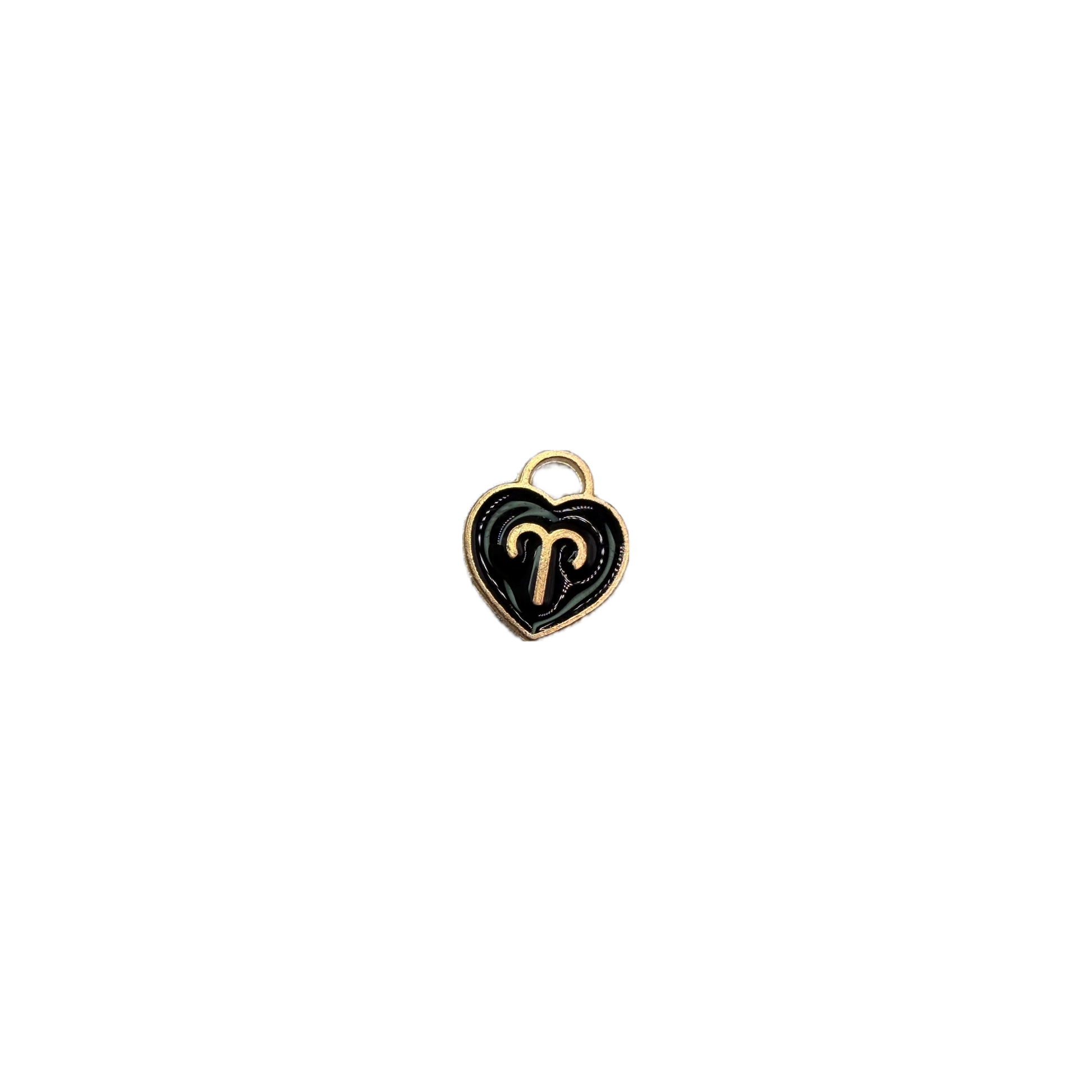 Black heart with gold Aries zodiac symbol