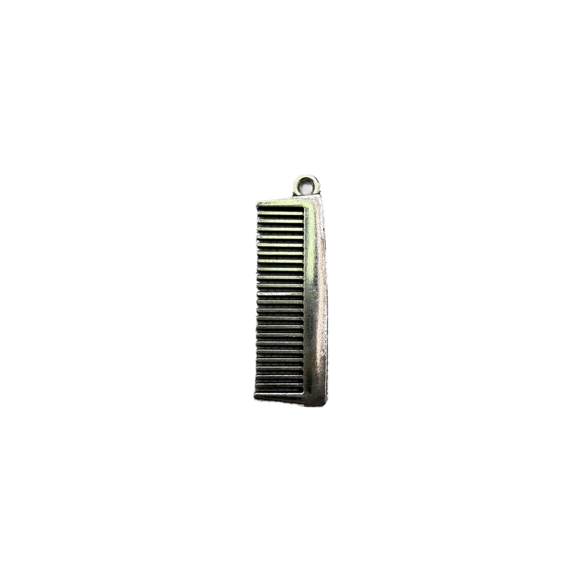 Antique silver hair comb pendant with ridged detailing