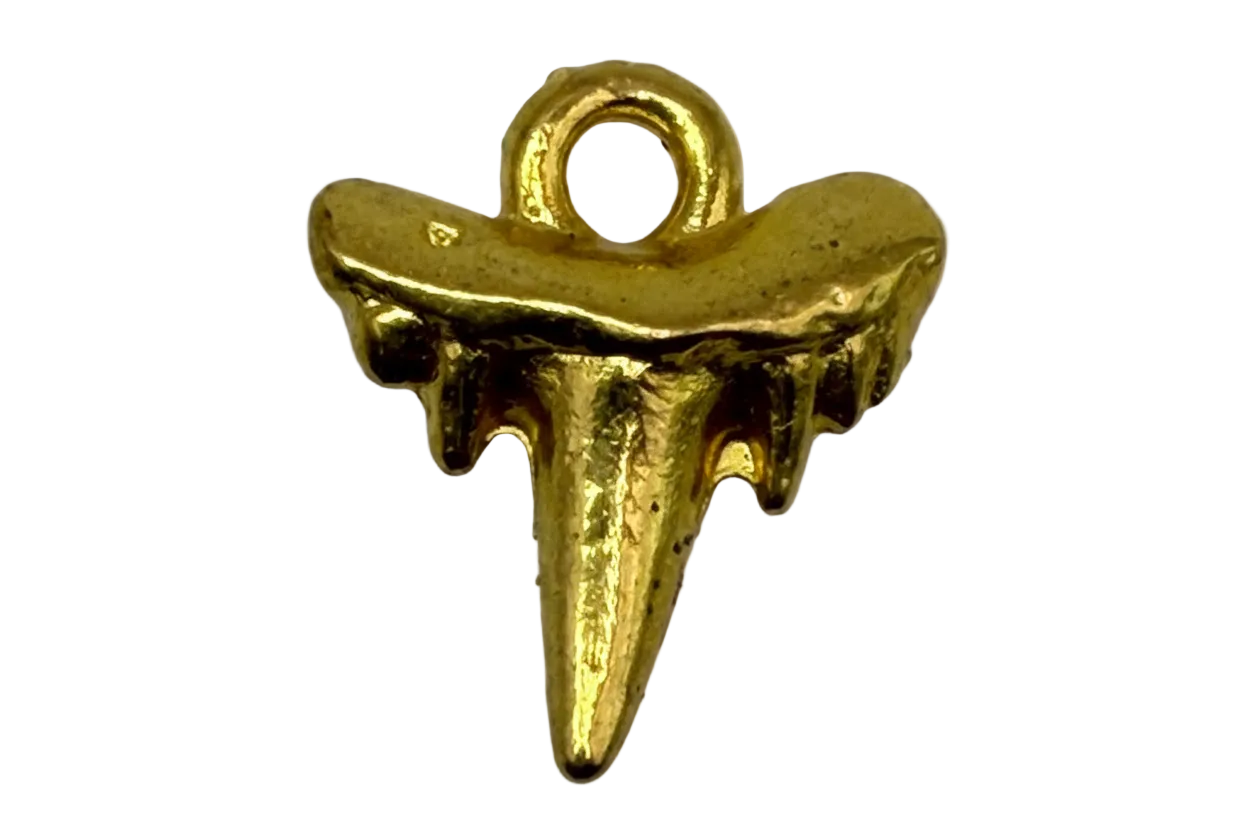 Polished gold molten spike charm with drip detailing and pointed tip