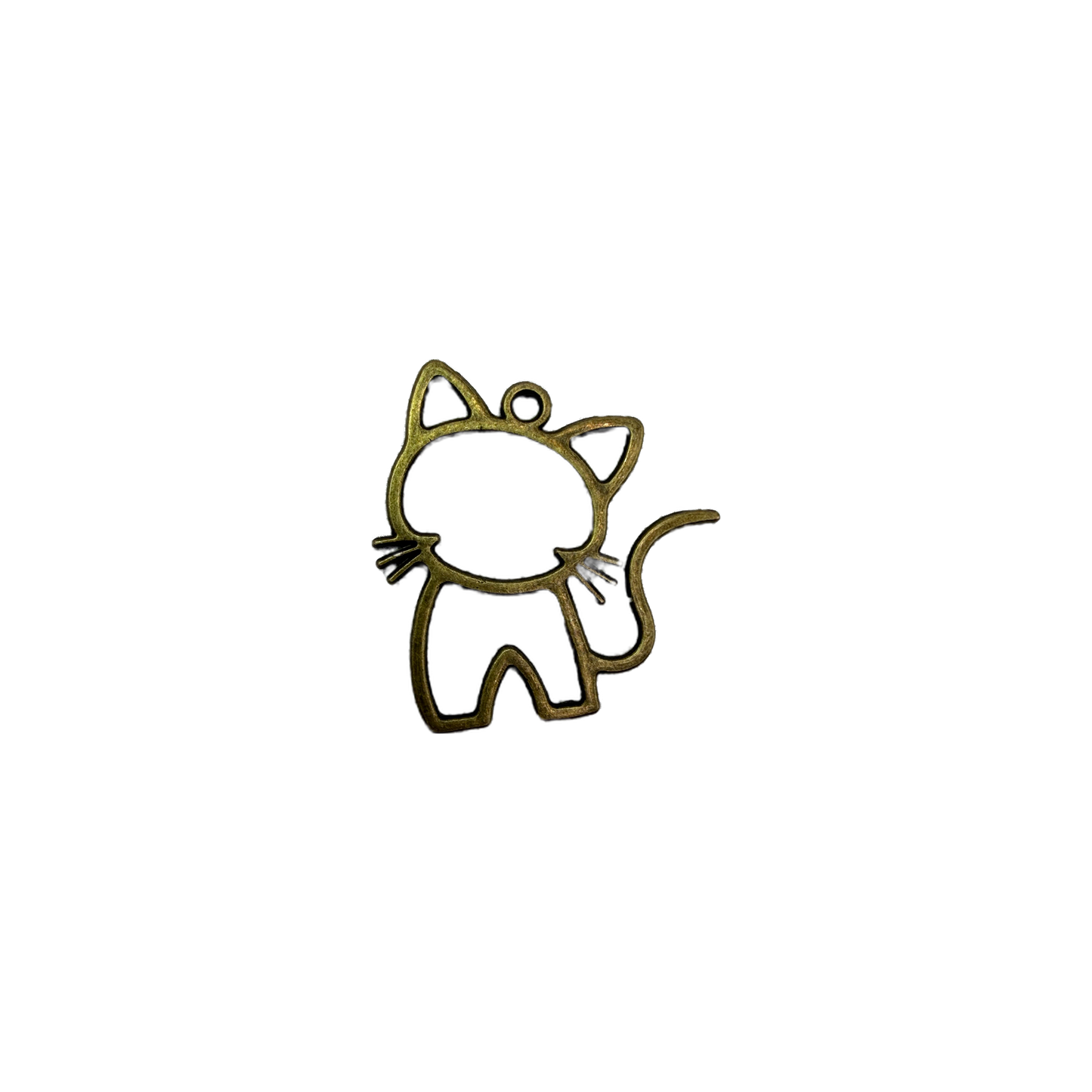 Antique gold cat outline silhouette with curved tail