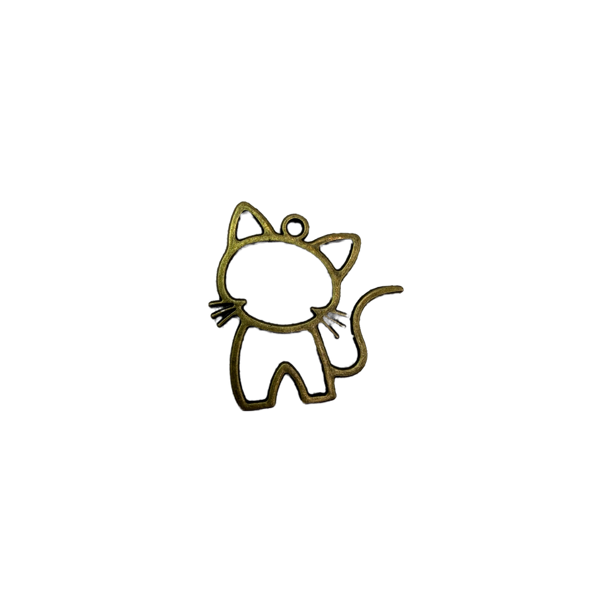 Antique gold cat outline silhouette with curved tail