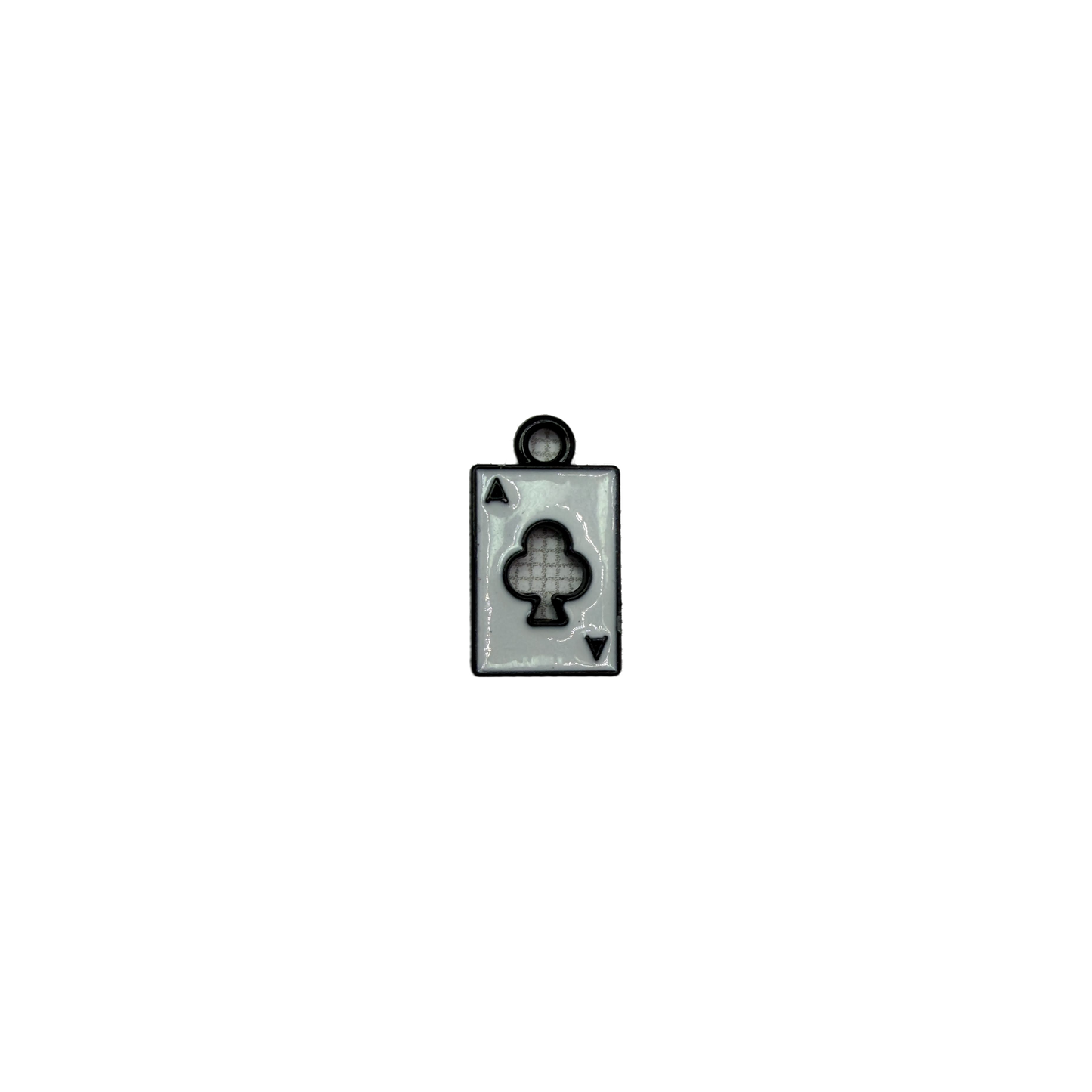 White ace of clubs card pendant with black club symbol