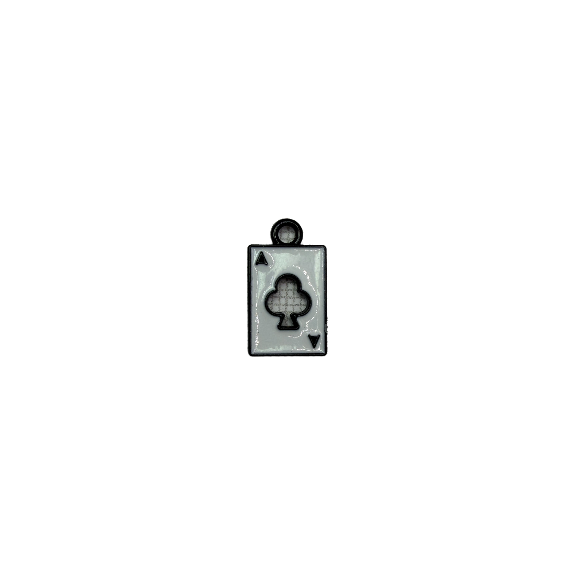 White ace of clubs card pendant with black club symbol