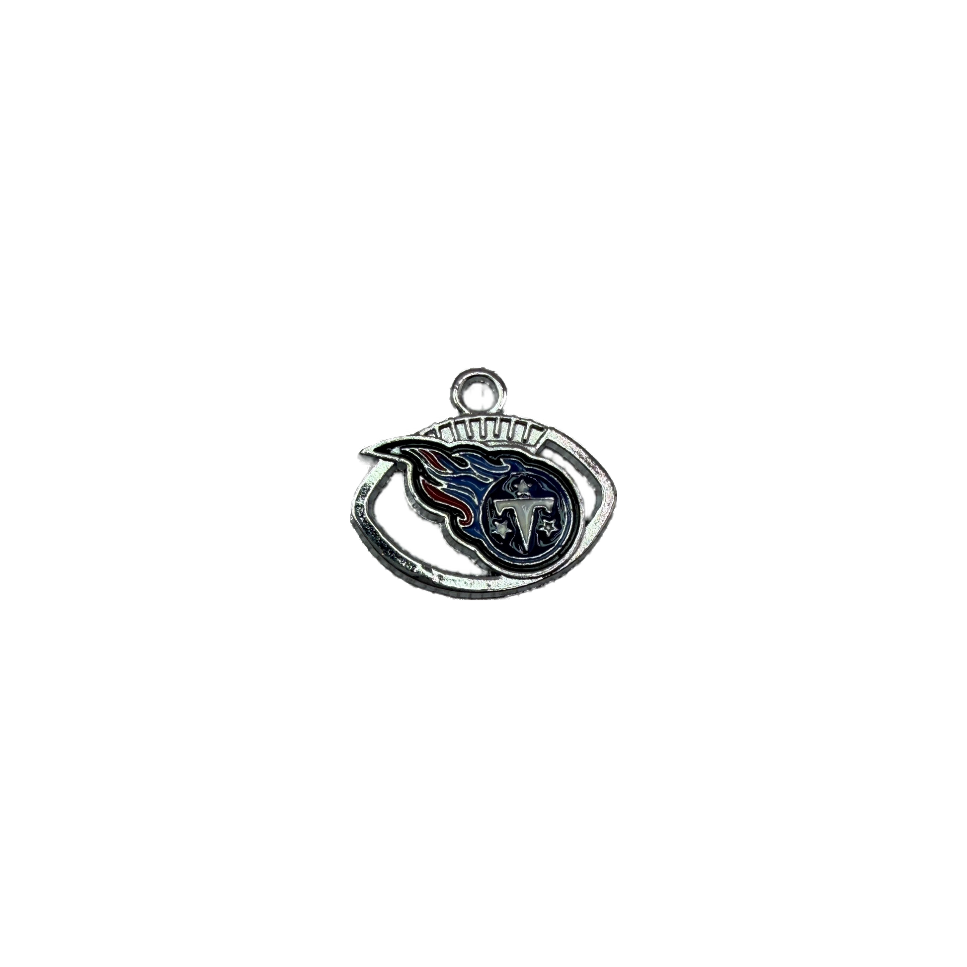Navy flame letter T enamel emblem in silver-tone metal