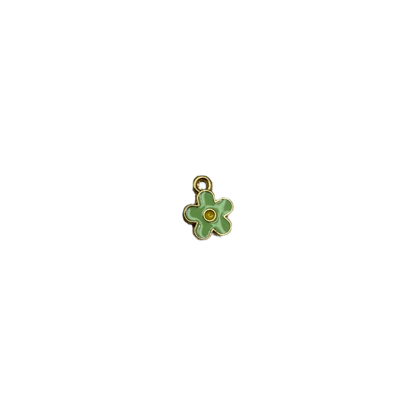 Mint green flower with gold outline and yellow center