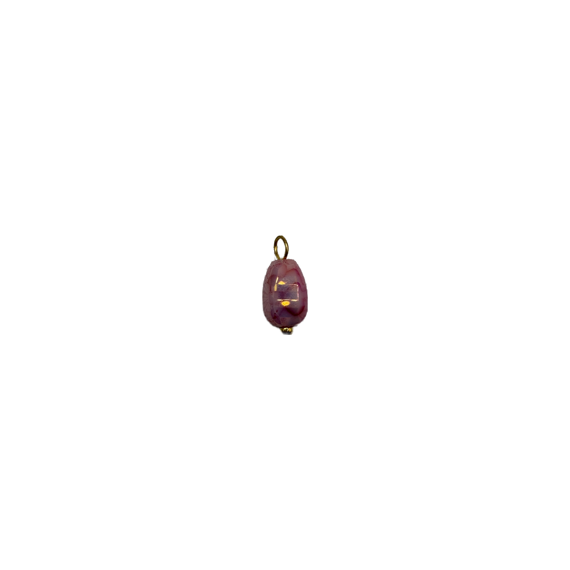 Rose pink faceted oval gem with gold details