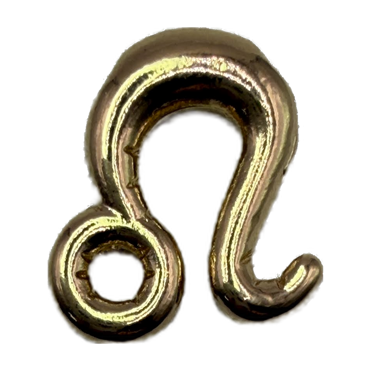Polished gold Leo zodiac symbol with rounded sculptural contours