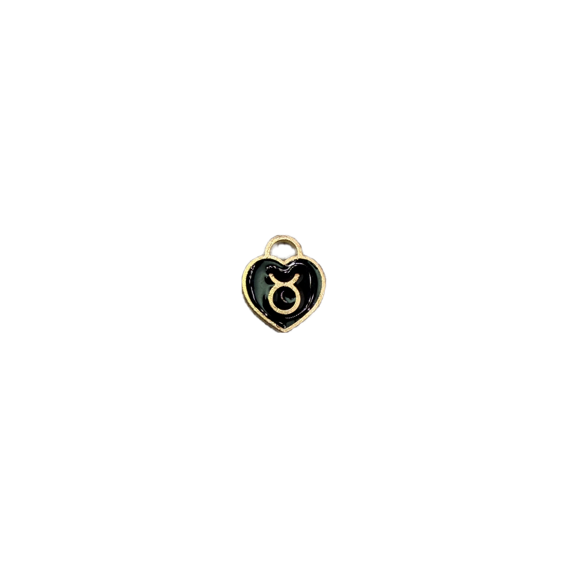 Black enamel Taurus heart pendant in gold