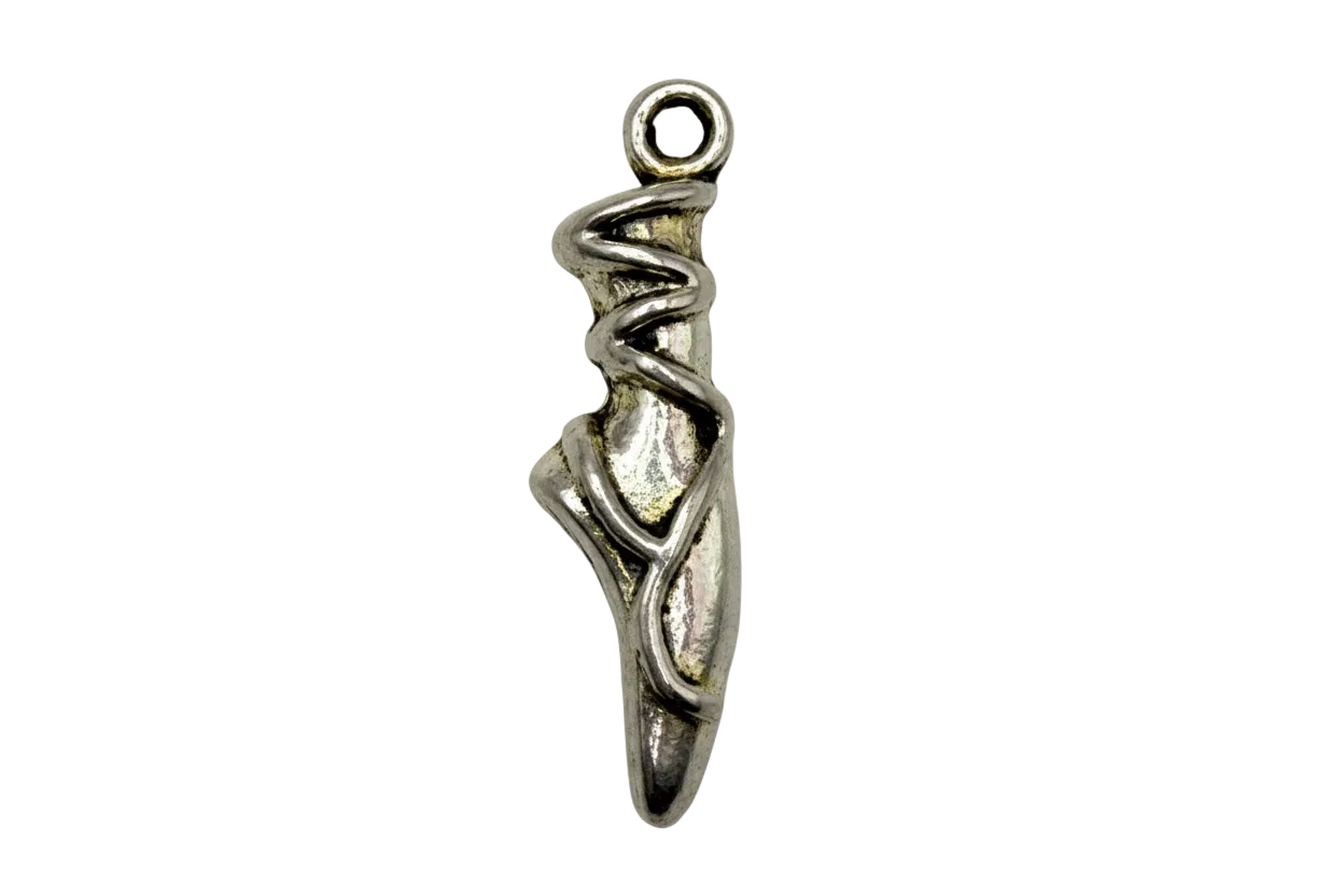 Antiqued silver-tone spike with twisted vine wrap detailing