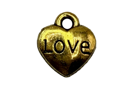 Textured gold heart with raised black LOVE lettering