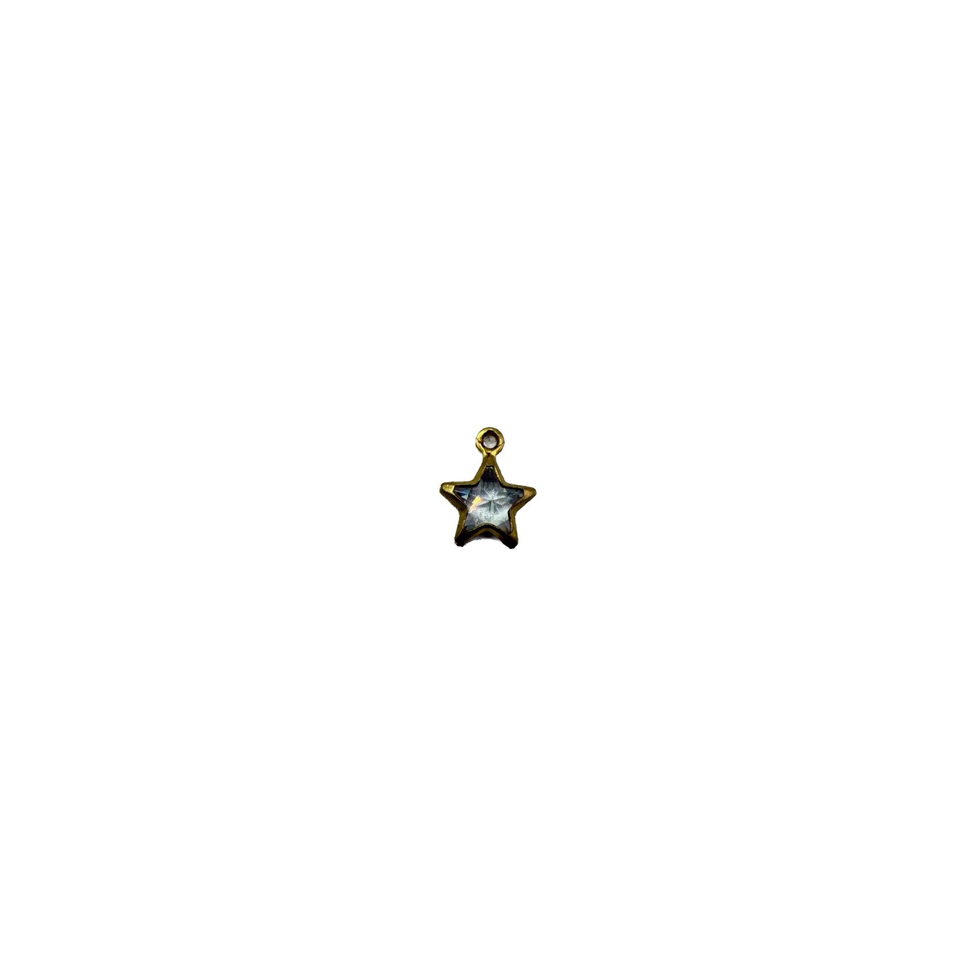 Gold star with faceted clear crystal gem