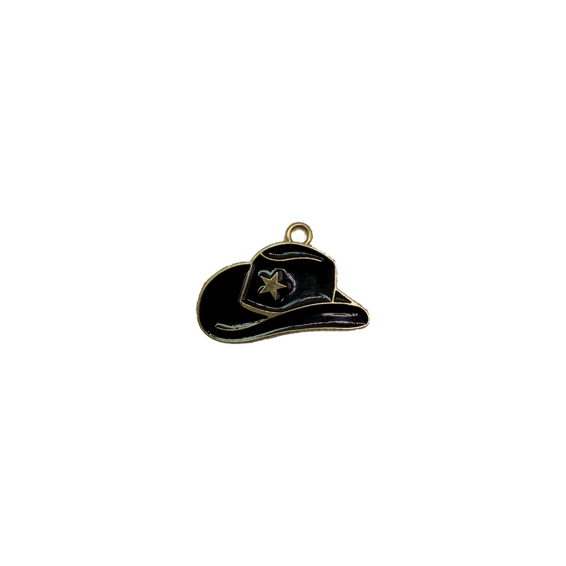 Black enamel baseball cap with gold outline and star